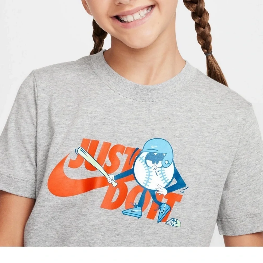 Nike Heather Gray Short Sleeve Tee with Orange Swoosh